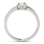 Single Row Halo Emerald Cut Engagement Ring