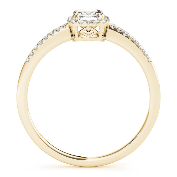 Lab Grown Single Row Halo Emerald Cut Engagement Ring