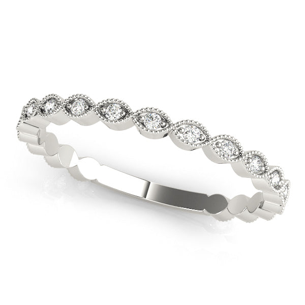 Lab Grown Diamond Marquise Shaped Milgrain Stackable Band