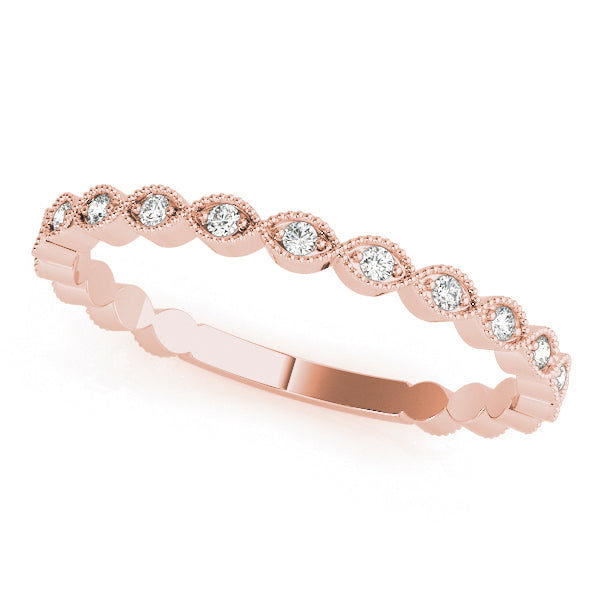 Lab Grown Diamond Marquise Shaped Milgrain Stackable Band