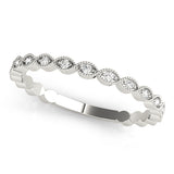 Natural Diamond Marquise Shaped Milgrain Stackable Band