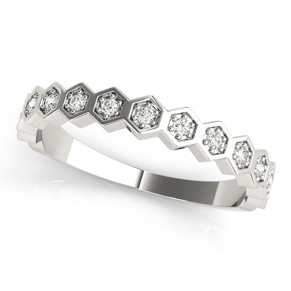 Lab Grown Diamond Hexagon Shaped Stackable Wedding Bands