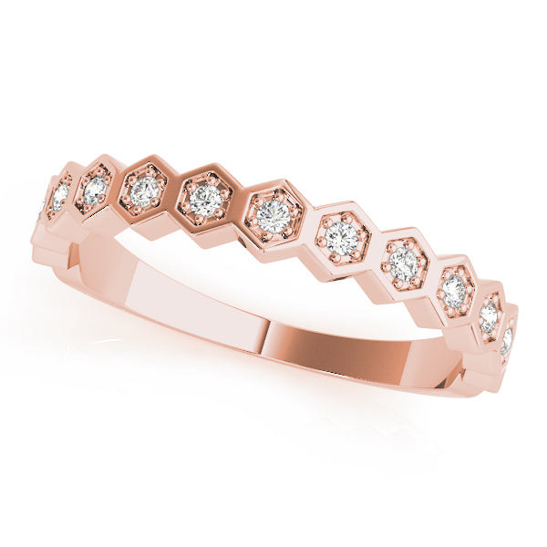 Lab Grown Diamond Hexagon Shaped Stackable Wedding Bands