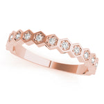 Natural Diamond Hexagon Shaped Stackable Wedding Bands