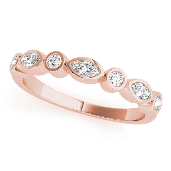 Lab Grown Diamond Alternating Round & Marquise Bezel Set Band