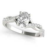 Natural Diamond Oval Shape Twisted Shank Engagement Ring