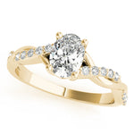 Natural Diamond Oval Shape Twisted Shank Engagement Ring