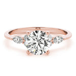 Marquise & Round Accented Engagement Ring