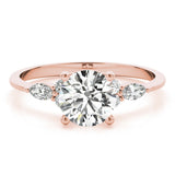 Marquise & Round Accented Engagement Ring