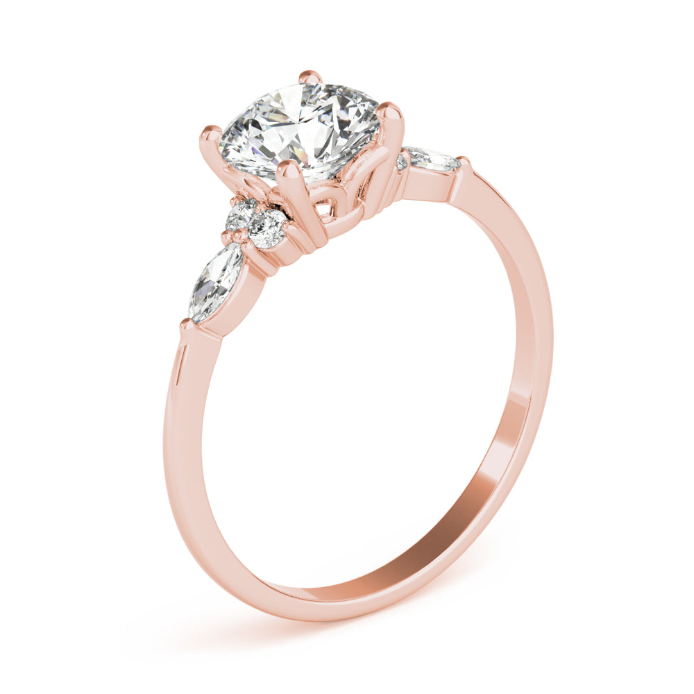 Marquise & Round Accented Engagement Ring