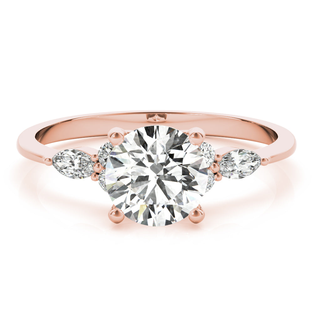Marquise & Round Accented Engagement Ring