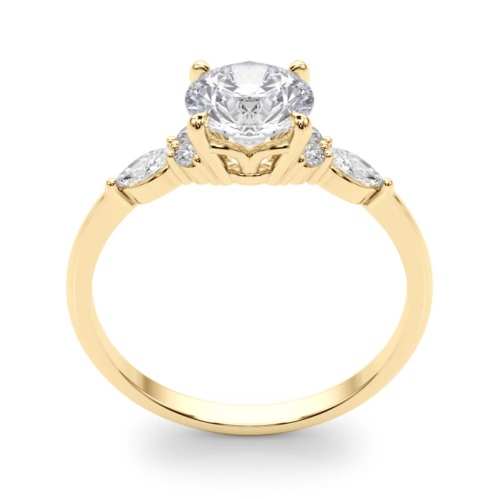 Marquise & Round Accented Engagement Ring