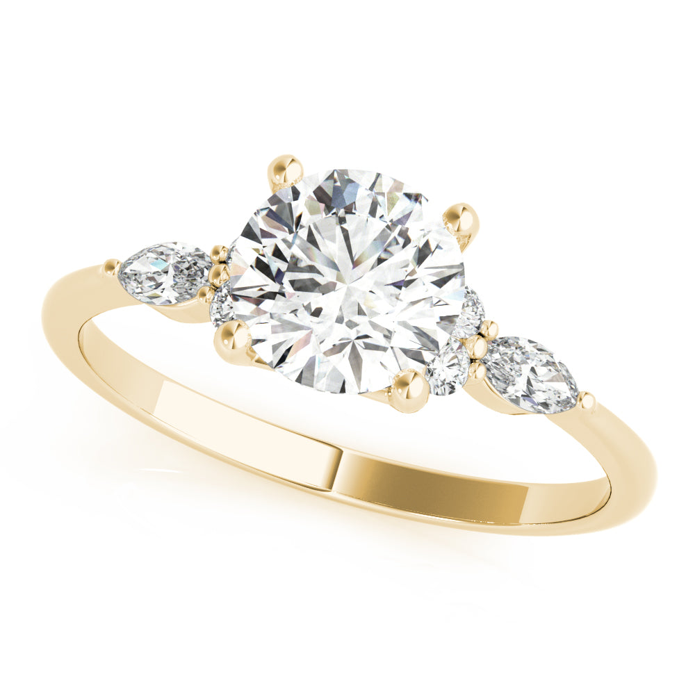 Marquise & Round Accented Engagement Ring