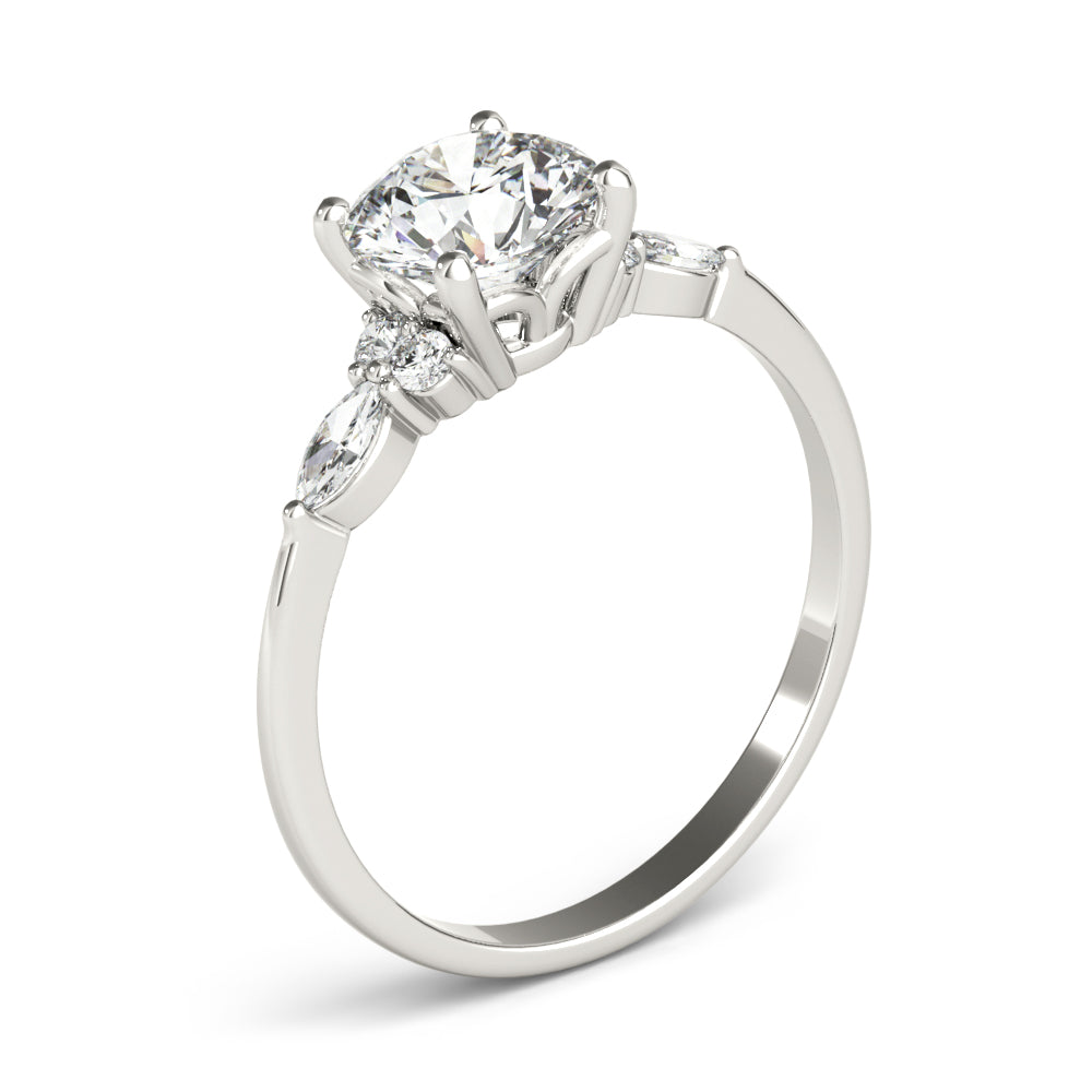 Marquise & Round Accented Engagement Ring