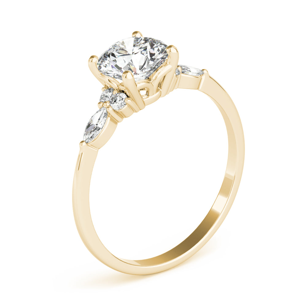Marquise & Round Accented Engagement Ring