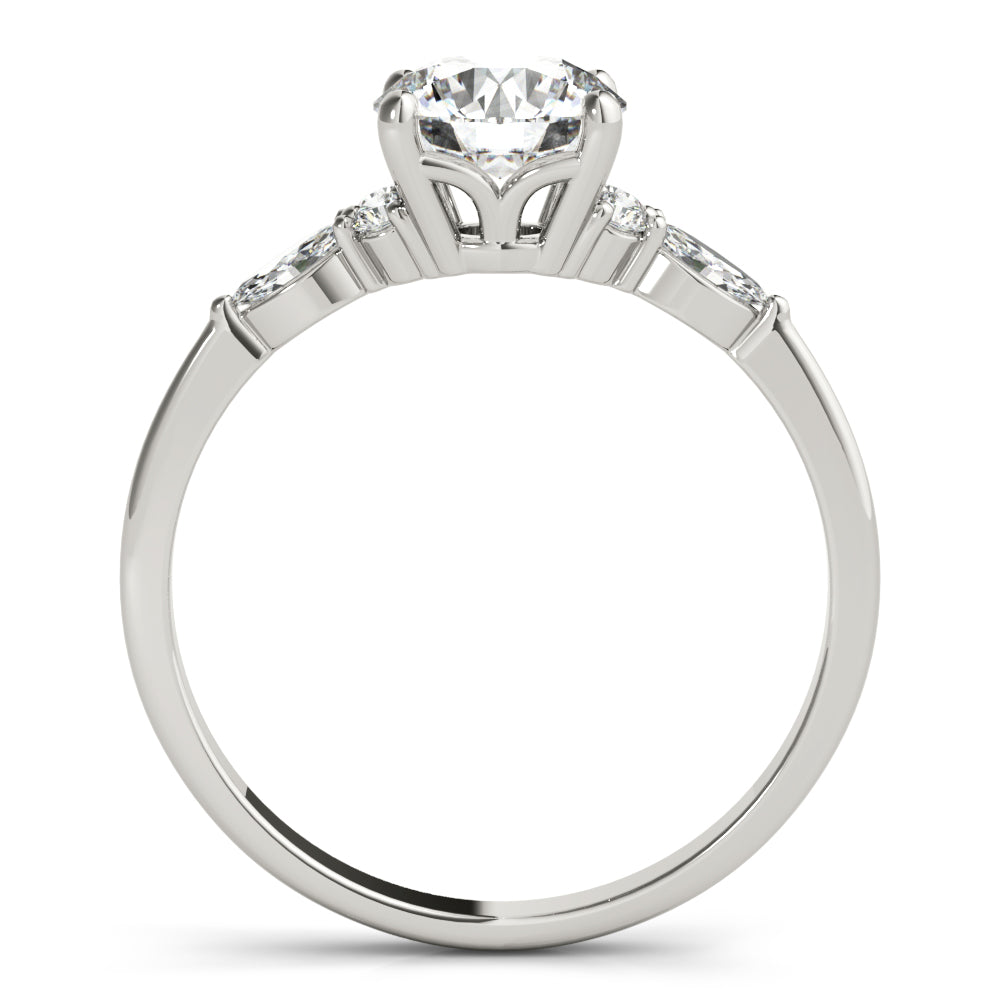 Lab Grown Marquise & Round Accented Engagement Ring