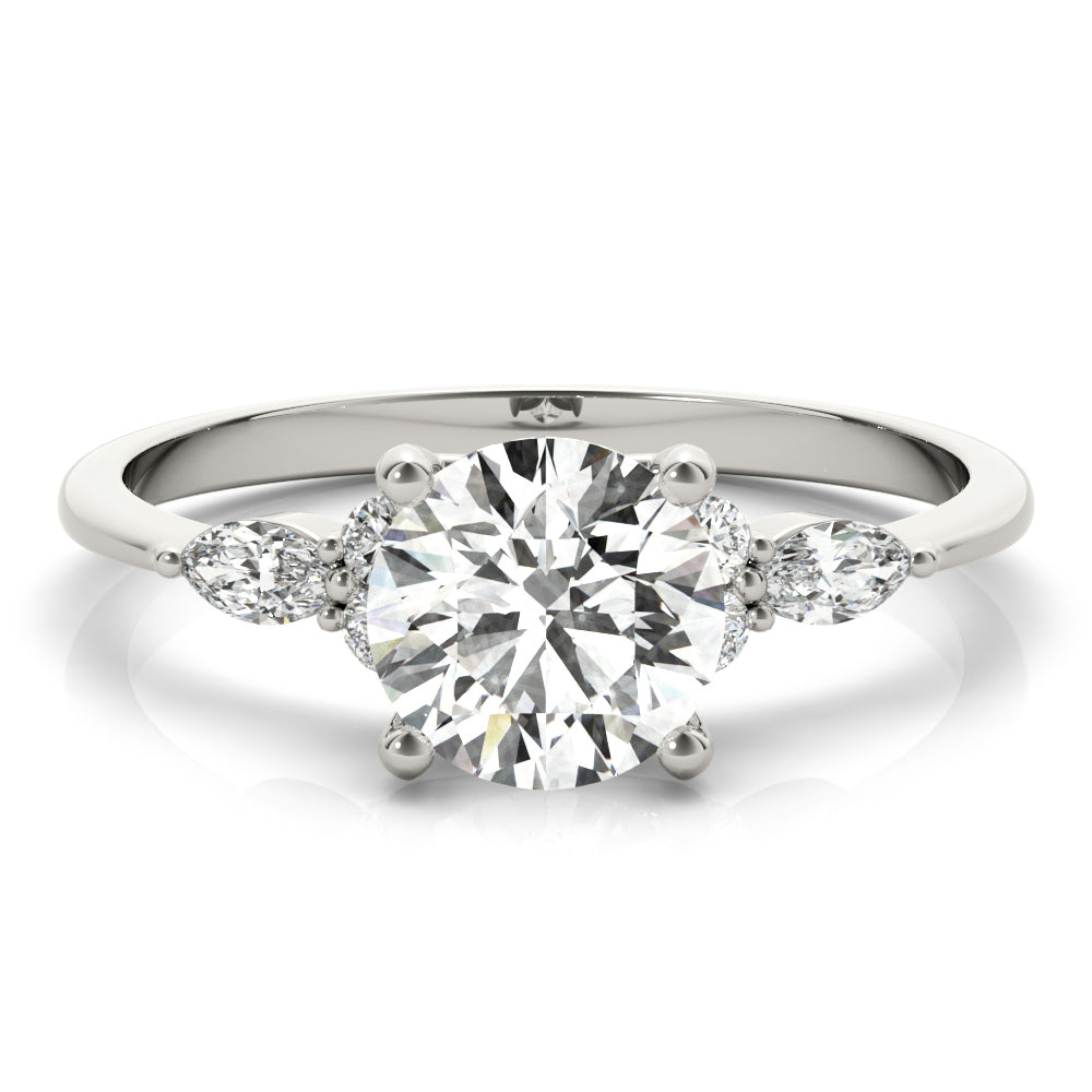 Lab Grown Marquise & Round Accented Engagement Ring
