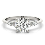 Lab Grown Marquise & Round Accented Engagement Ring