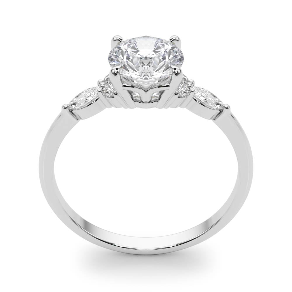 Lab Grown Marquise & Round Accented Engagement Ring