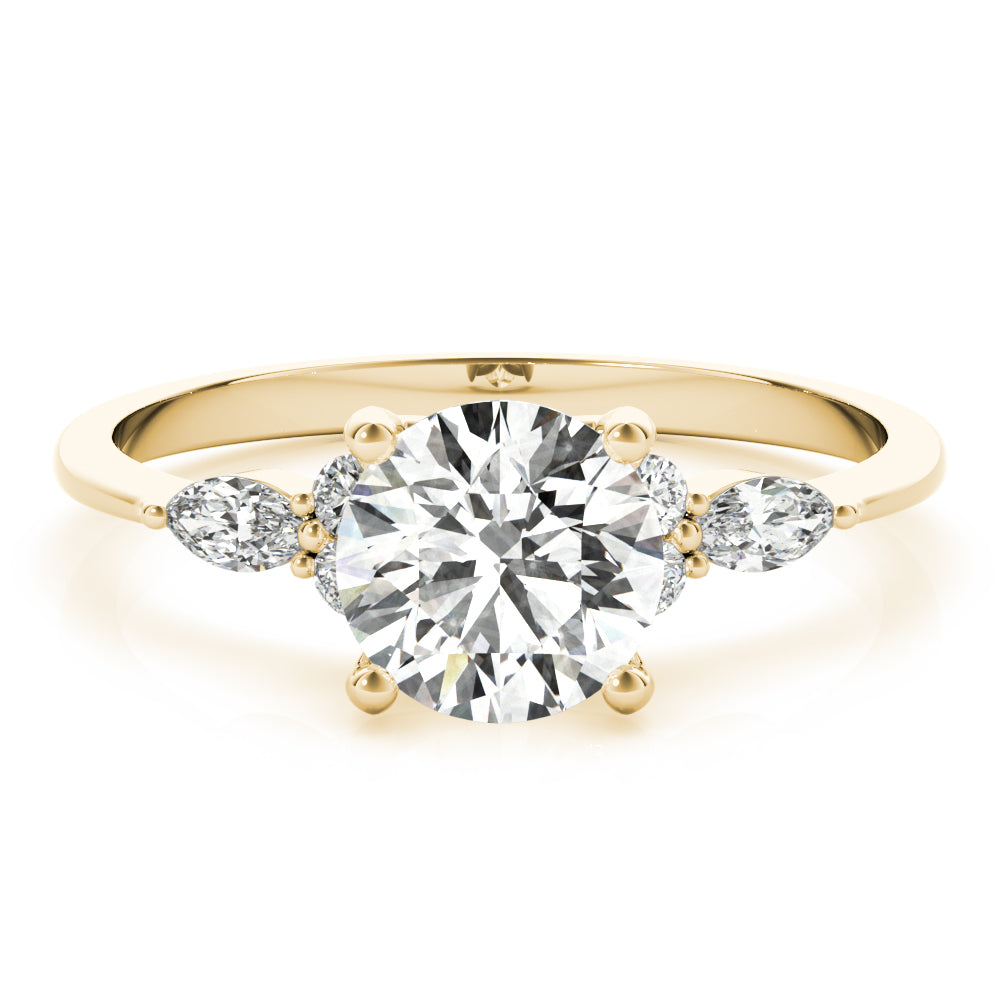 Marquise & Round Accented Engagement Ring