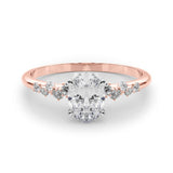 Lab Grown Scattered Diamond Oval Engagement Ring