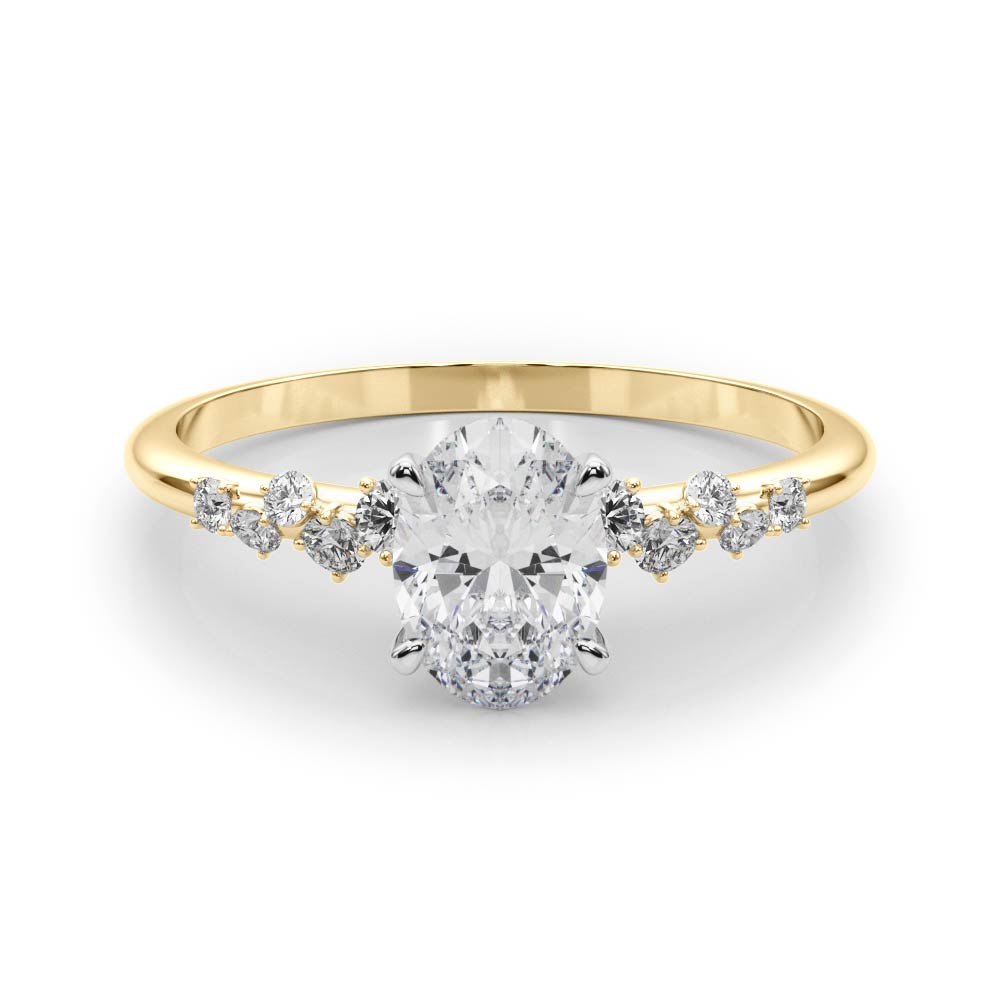 Lab Grown Scattered Diamond Oval Engagement Ring