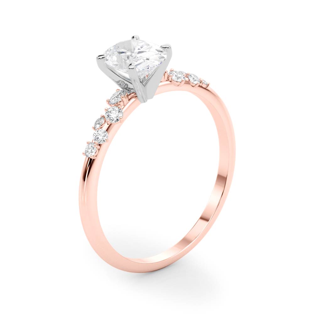 Scattered Diamond Oval Engagement Ring