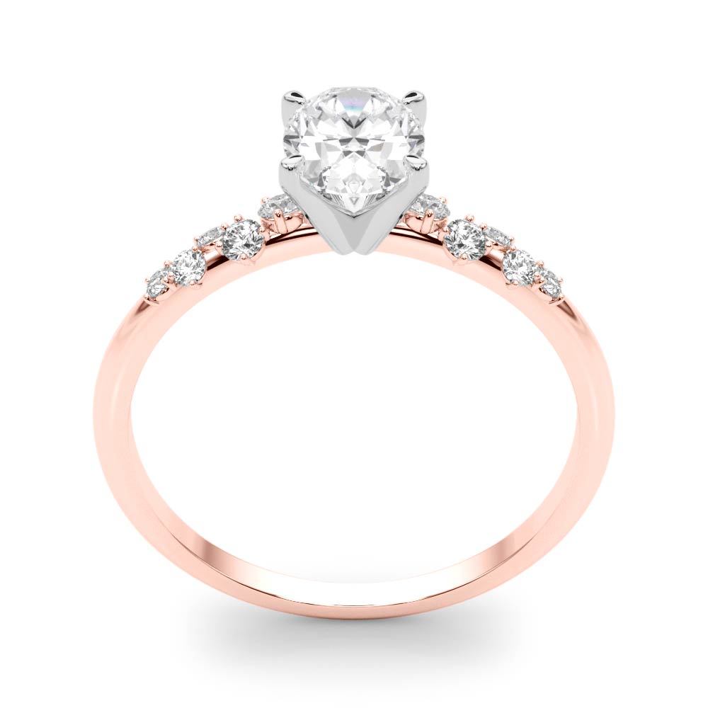 Scattered Diamond Oval Engagement Ring