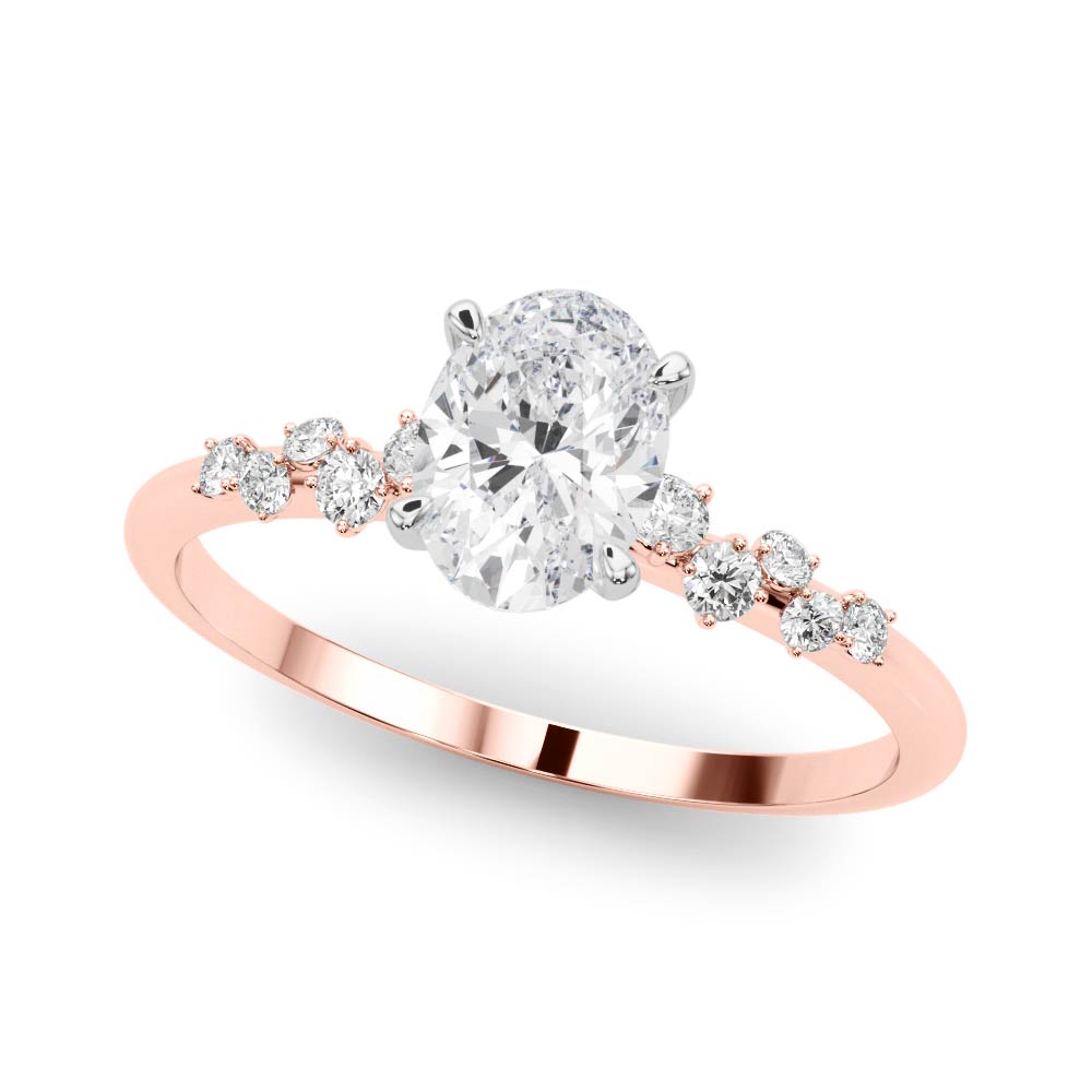 Scattered Diamond Oval Engagement Ring