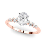 Scattered Diamond Oval Engagement Ring
