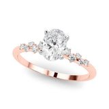 Scattered Diamond Oval Engagement Ring