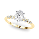 Scattered Diamond Oval Engagement Ring