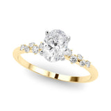 Scattered Diamond Oval Engagement Ring