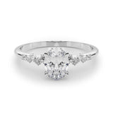 Lab Grown Scattered Diamond Oval Engagement Ring