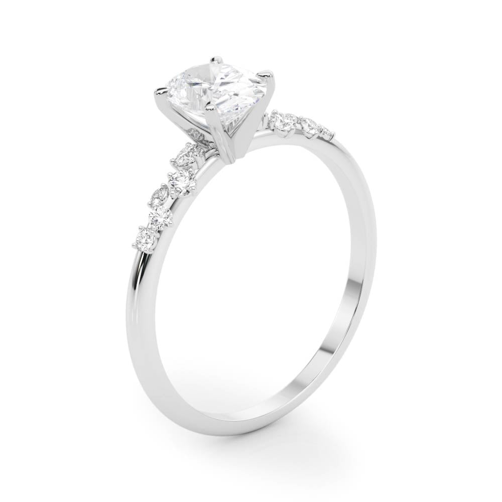 Lab Grown Scattered Diamond Oval Engagement Ring