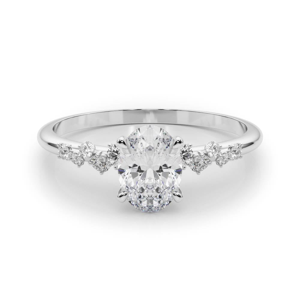Lab Grown Scattered Diamond Oval Engagement Ring