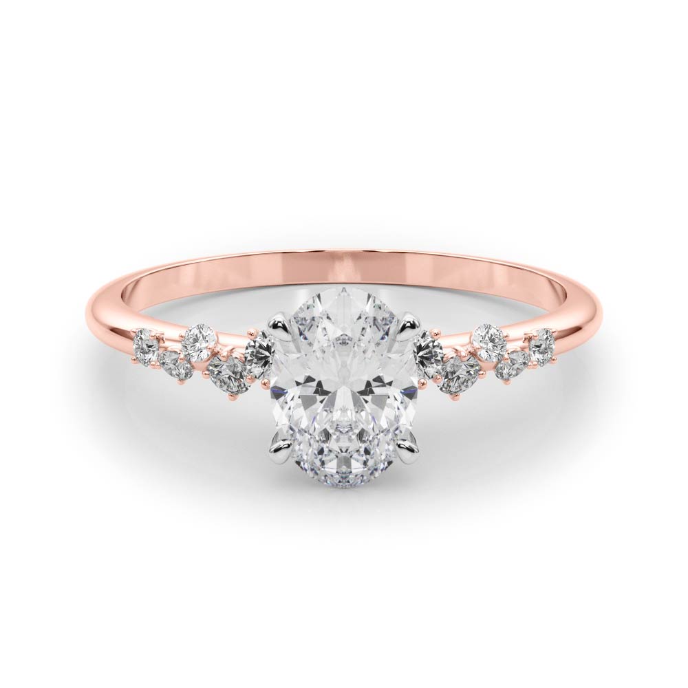 Scattered Diamond Oval Engagement Ring