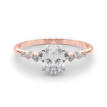 Scattered Diamond Oval Engagement Ring