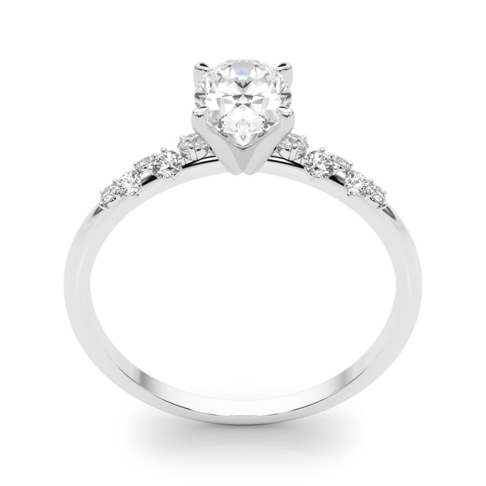 Lab Grown Scattered Diamond Oval Engagement Ring