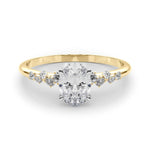 Scattered Diamond Oval Engagement Ring