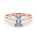 Lab Grown Solitaire Cathedral Emerald-Cut Engagement Ring