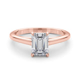 Lab Grown Solitaire Cathedral Emerald-Cut Engagement Ring