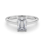Lab Grown Solitaire Cathedral Emerald-Cut Engagement Ring