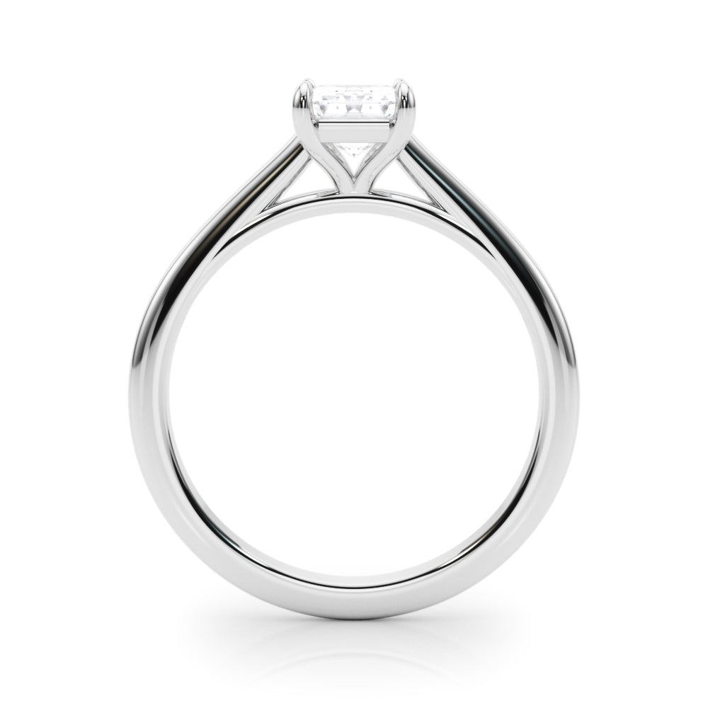 Lab Grown Solitaire Cathedral Emerald-Cut Engagement Ring