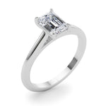 Lab Grown Solitaire Cathedral Emerald-Cut Engagement Ring