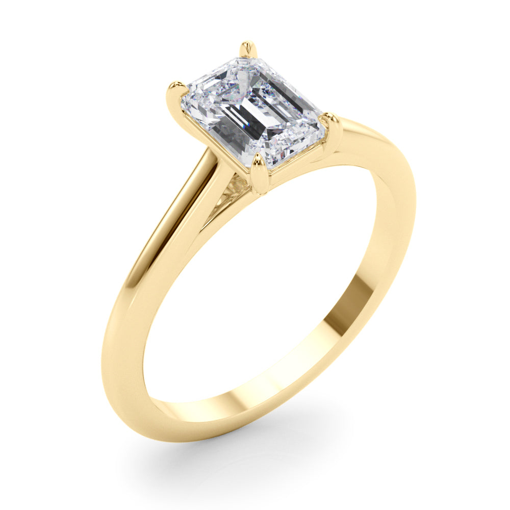 Lab Grown Solitaire Cathedral Emerald-Cut Engagement Ring