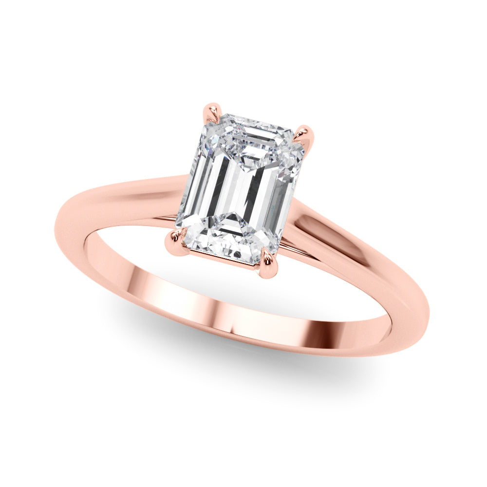 Natural Diamond Solitaire Cathedral Emerald-Cut Engagement Ring