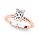 Natural Diamond Solitaire Cathedral Emerald-Cut Engagement Ring