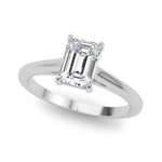 Natural Diamond Solitaire Cathedral Emerald-Cut Engagement Ring