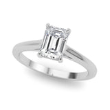 Natural Diamond Solitaire Cathedral Emerald-Cut Engagement Ring